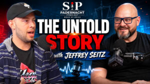 Padernacht Podcast thumbnail featuring two men speaking into microphones with the title “The Untold Story with Jeffrey Seitz.”
